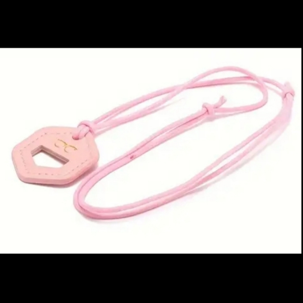 Eyeglass Necklace Faux Leather Holder Pink